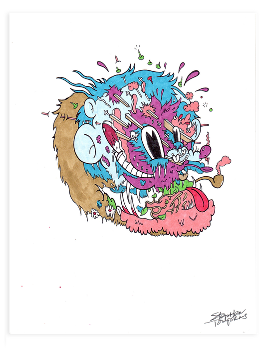 Stephen Tompkins "Lion" Original Color Ink Drawing